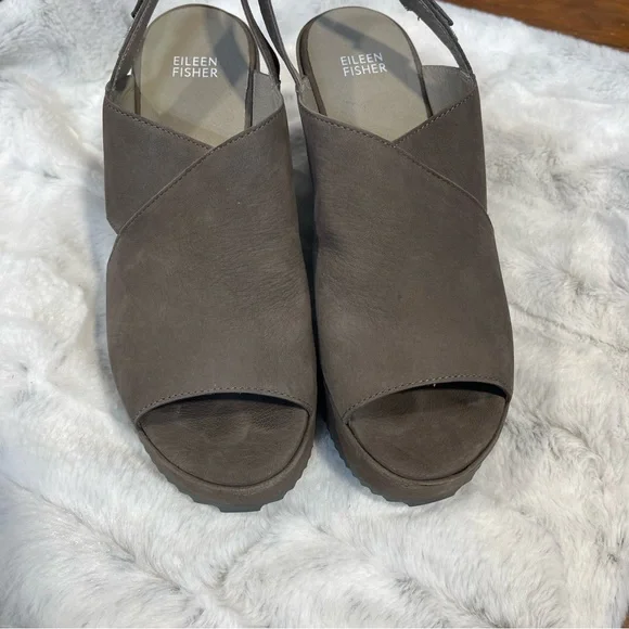 Eileen Fisher Dark gray Wedge Sandals women’s size 10 - Picture 2 of 10
